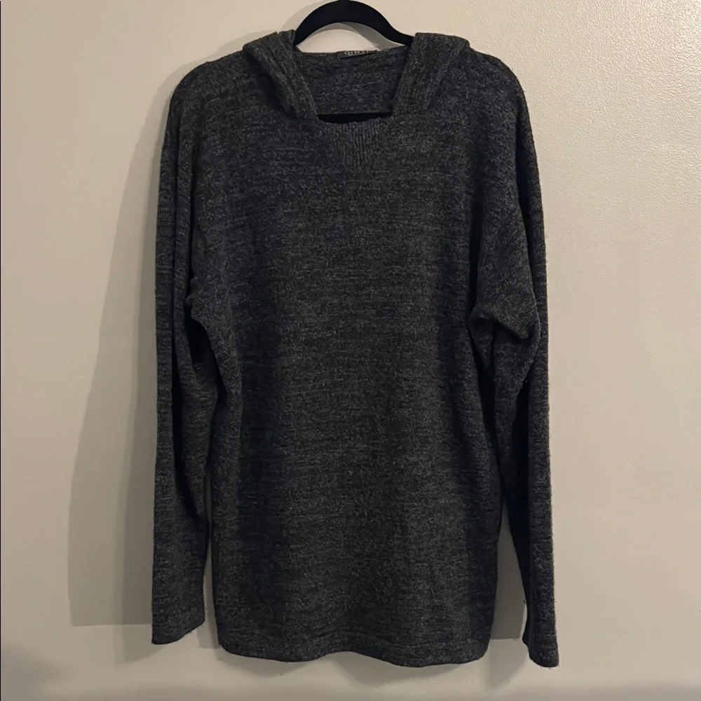 QINTI 100% Baby Alpaca Made In Peru Hooded Sweater So Soft Dark Gray Size XL